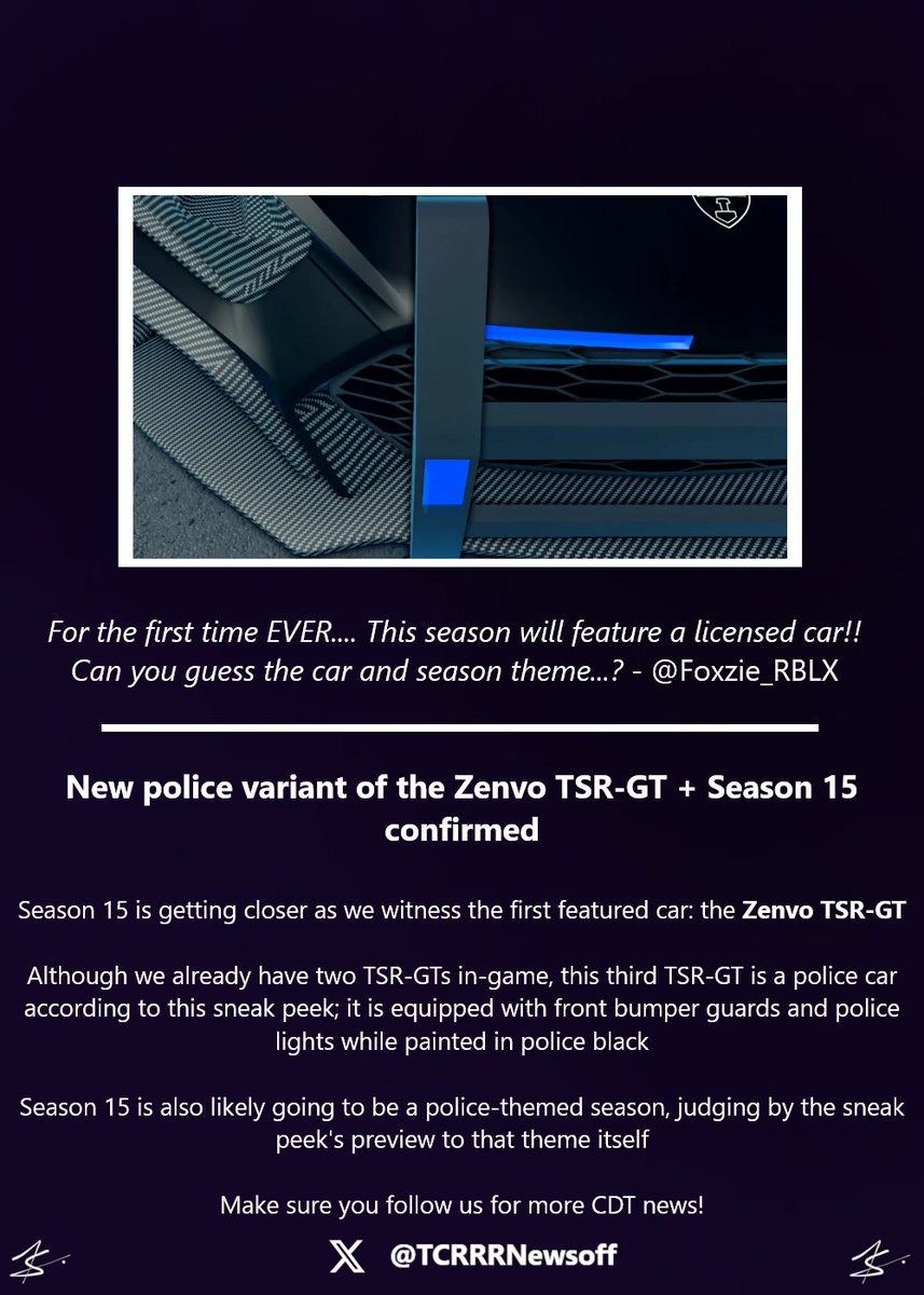 TCRRRNewsoff's tweet photo. New #CarDealershipTycoon sneak peek has just came out:

Season 15 is getting closer as we witness the first featured car: the Zenvo TSR-GT

More info below ↓ https://t.co/pgS0u0zYkP