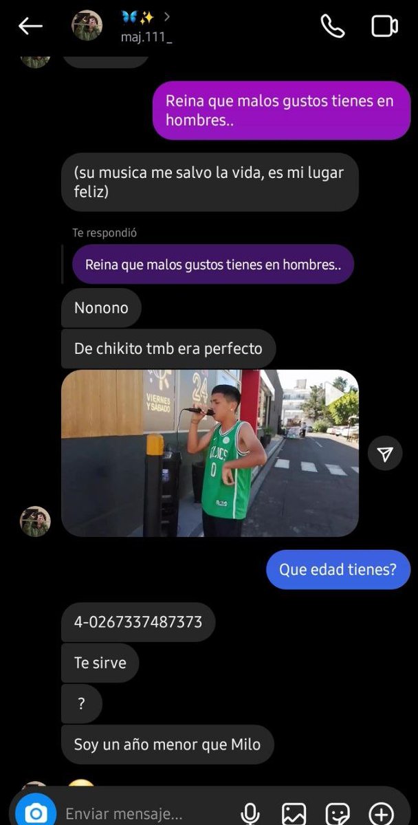 Kimosabitsu's tweet photo. sinceramente no se que pretendia queriendo decirme que tenia un conocido en comun con spreen quiza queria engancharme con algo pero no le di pelota
ya a este punto sospechaba que algo buscaba y le pregunte su edad https://t.co/dsndcc73uS