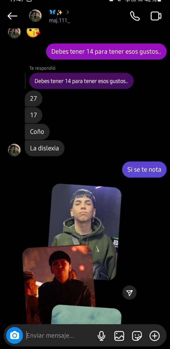 Kimosabitsu's tweet photo. sinceramente no se que pretendia queriendo decirme que tenia un conocido en comun con spreen quiza queria engancharme con algo pero no le di pelota
ya a este punto sospechaba que algo buscaba y le pregunte su edad https://t.co/dsndcc73uS
