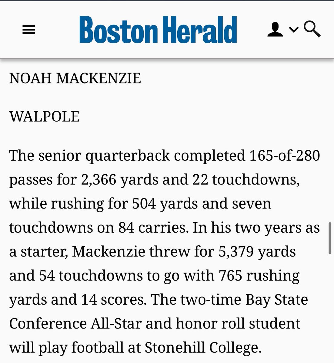 Noah Mackenzie (@noahmackenzie12) on Twitter photo Thank you, absolutely honored!! <a href="/BostonHeraldHS/">Danny Ventura</a>
<a href="/StonehillFB/">Stonehill Football #DIG</a> <a href="/WalpoleFootball/">Walpole Football</a> <a href="/rebelmackmomma/">rebelmomma</a> <a href="/M2_QBacademy/">M2 QB Academy</a> <a href="/CoachEliGardner/">Coach Eli Gardner</a> <a href="/TylerMoody39/">Tyler Moody</a> <a href="/coachsullivan63/">chris sullivan</a> Thank you, absolutely honored!! <a href="/BostonHeraldHS/">Danny Ventura</a>
<a href="/StonehillFB/">Stonehill Football #DIG</a> <a href="/WalpoleFootball/">Walpole Football</a> <a href="/rebelmackmomma/">rebelmomma</a> <a href="/M2_QBacademy/">M2 QB Academy</a> <a href="/CoachEliGardner/">Coach Eli Gardner</a> <a href="/TylerMoody39/">Tyler Moody</a> <a href="/coachsullivan63/">chris sullivan</a>
