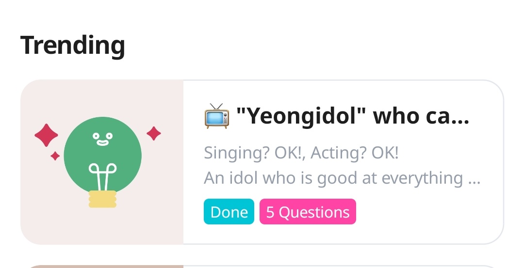 For the today #IdolChamp quiz each question is about an idol who is actor as well.
Answers:
D.O: didn't star in D.p
jo yuri: stars in #SquidGame2    
IU: stars in #hotelDelLune 
minho of shinee: didn't star in #TheWorldOfTheMarried 
Park Hyungsik: didn't star in #Vigilante