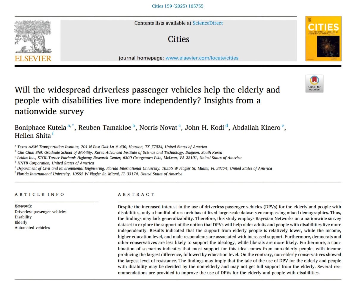 BoniKutela's tweet photo. 🚨🚨 New Publication 🚨🚨.
Have you ever asked yourself if #Autonomous Vehicles will help the elderly? Do you think the elderly support this notion? Read full paper here https://t.co/ZObk1W8WJv @_ireneSanga @birunjibiru @bextheone @SwahiliBible @ChristianMbuya @EduTalkTz https://t.co/sCxivy0egp