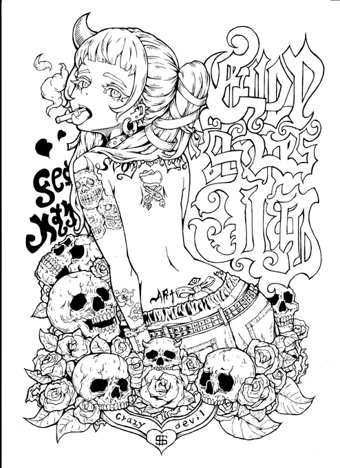 今回の絵の線画 