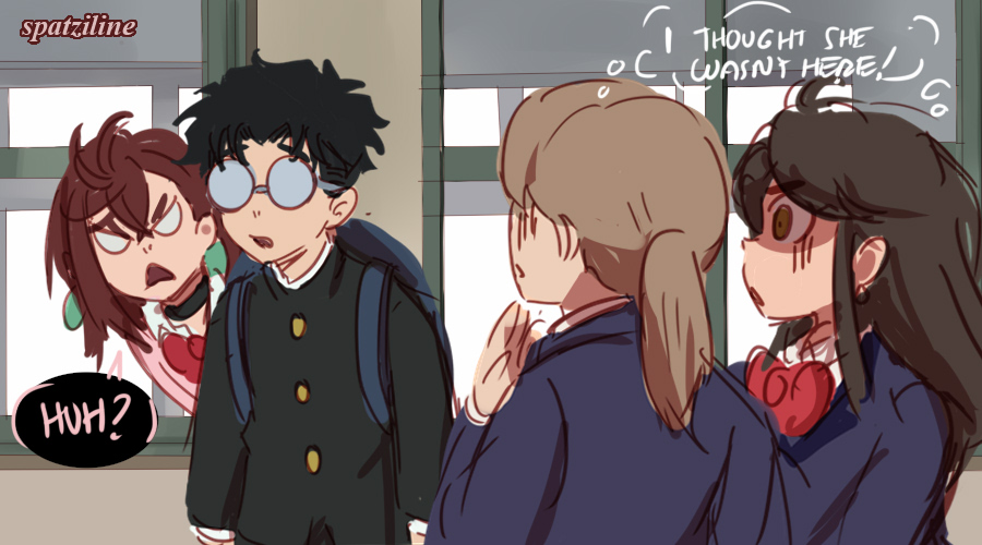 spatziline's tweet photo. Momo doesn't like when other people flirt with her Okarun, how dare they #Dandadan #momokarun https://t.co/QOy31ZFIec