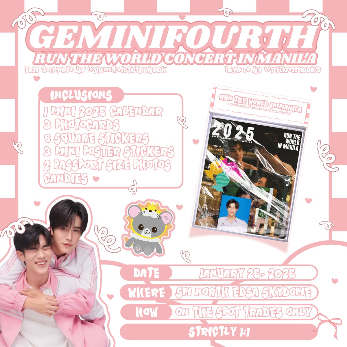 gem4thforcebook's tweet photo. #GFRunTheWorldinManila Fan Support by Gemi~

To my co-team labas PH Khun Noos, I’ll be giving out some freebies for Gem4th’s Concert!

Follow the mechanics:
✨ Strictly 1:1 (limited qty)
✨ Follow me on TikTok (@.gem4th.forcebook), like &amp; rt
✨ Exact location: TBA

See you soon! https://t.co/fW9GKZxP1v