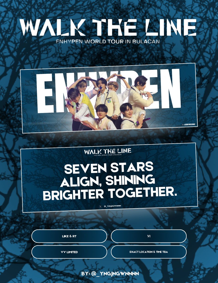 _yngjngwnnnn's tweet photo. WALK THE LINE IN BULACAN 💙🖤

Fan support for ENHYPEN by @_yngjngwnnnn

🔹️like and rt
🔹️vv limited
🔹️1:1 only
🔹️exact loc and time tba

🗓 March 1, 2025
📍Philippine Sports Stadium

#WALKTHELINE_IN_BULACAN https://t.co/cxQNFfgw1S