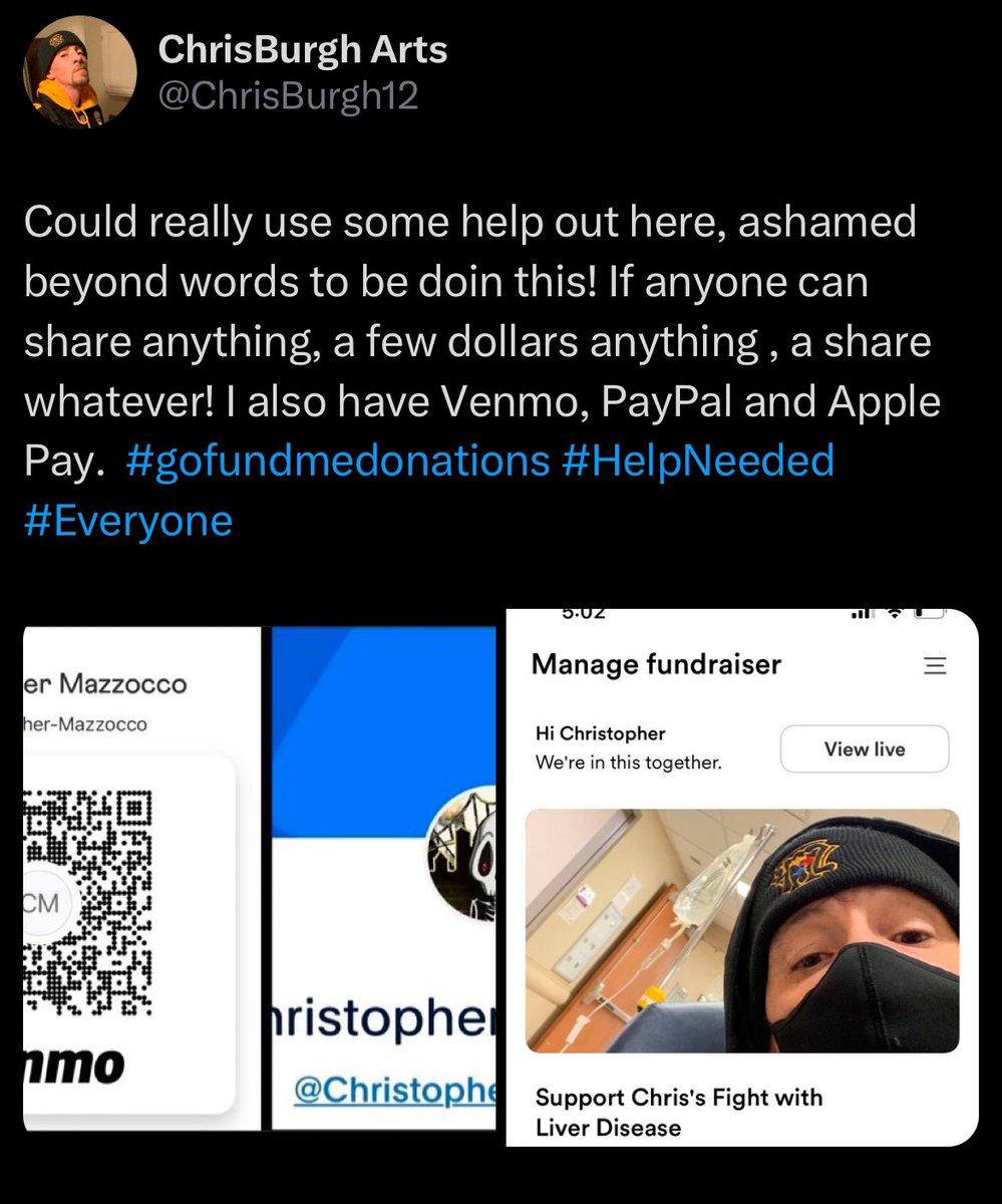 ChrisBurgh12's tweet image. Tryin to keep it together everyday while drowning is rough! Need a miracle out here, if you can drop a few dollars or even a share. Embarrassed to even be doin this but I’ve got nothing to lose and everything to gain! #HelpNeeded #GoFundMeHelp 

gofund.me/23eb1321