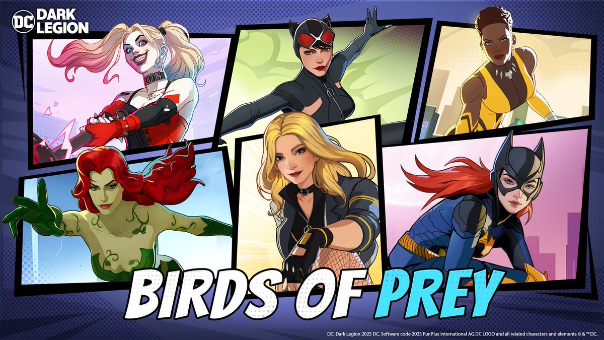 The Birds of Prey have landed in DC: Dark Legion!

Recruit Vixen, Black Canary, Batgirl, Harley Quinn, Catwoman, and Poison Ivy for a full Birds of Prey squad.

Combine 3 or more Birds of Prey squad members to stack 15% Lifesteal bonuses to all Champions!