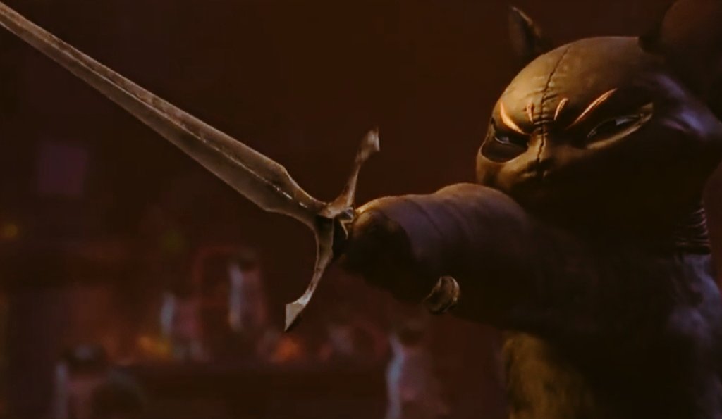 XxKitty_paws's tweet photo. @MURDER_PIE_ behind him pointing a sword at his head 

⃞𝐊 : : " Don't move a single muscle. . " https://t.co/p4V3Vj9XSS