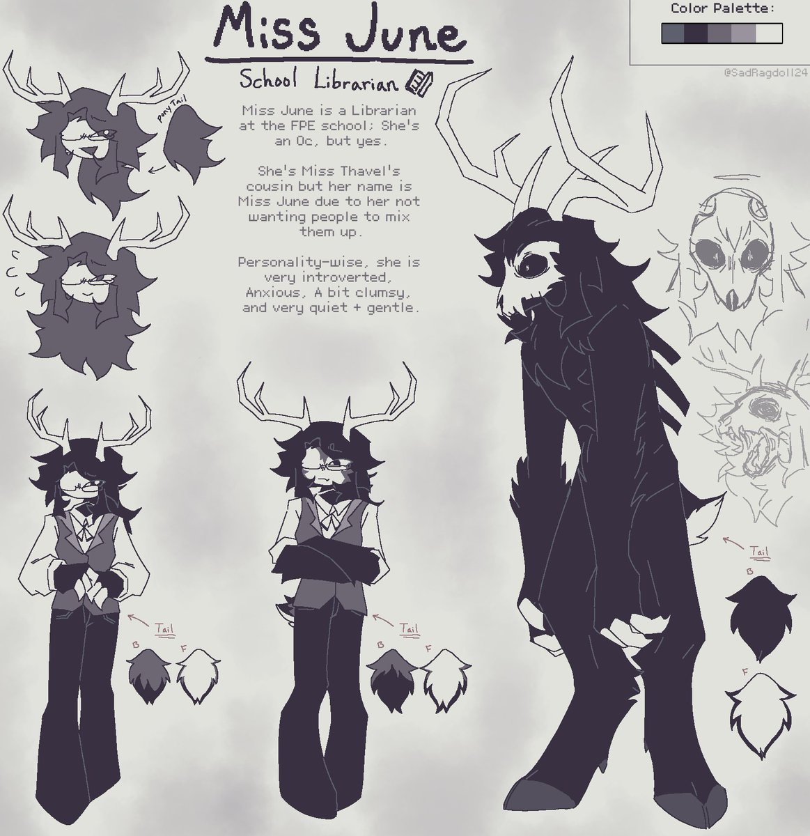 SadRagdoll24's tweet image. 🫐🌿 [Miss June Reference sheet]!
I&apos;m not too good at Reference sheets but here just in case people wanted a better color and ref for her :p

#FPE #fundamentalpapereducation #FpeOc #fundamentalpapereducationoc