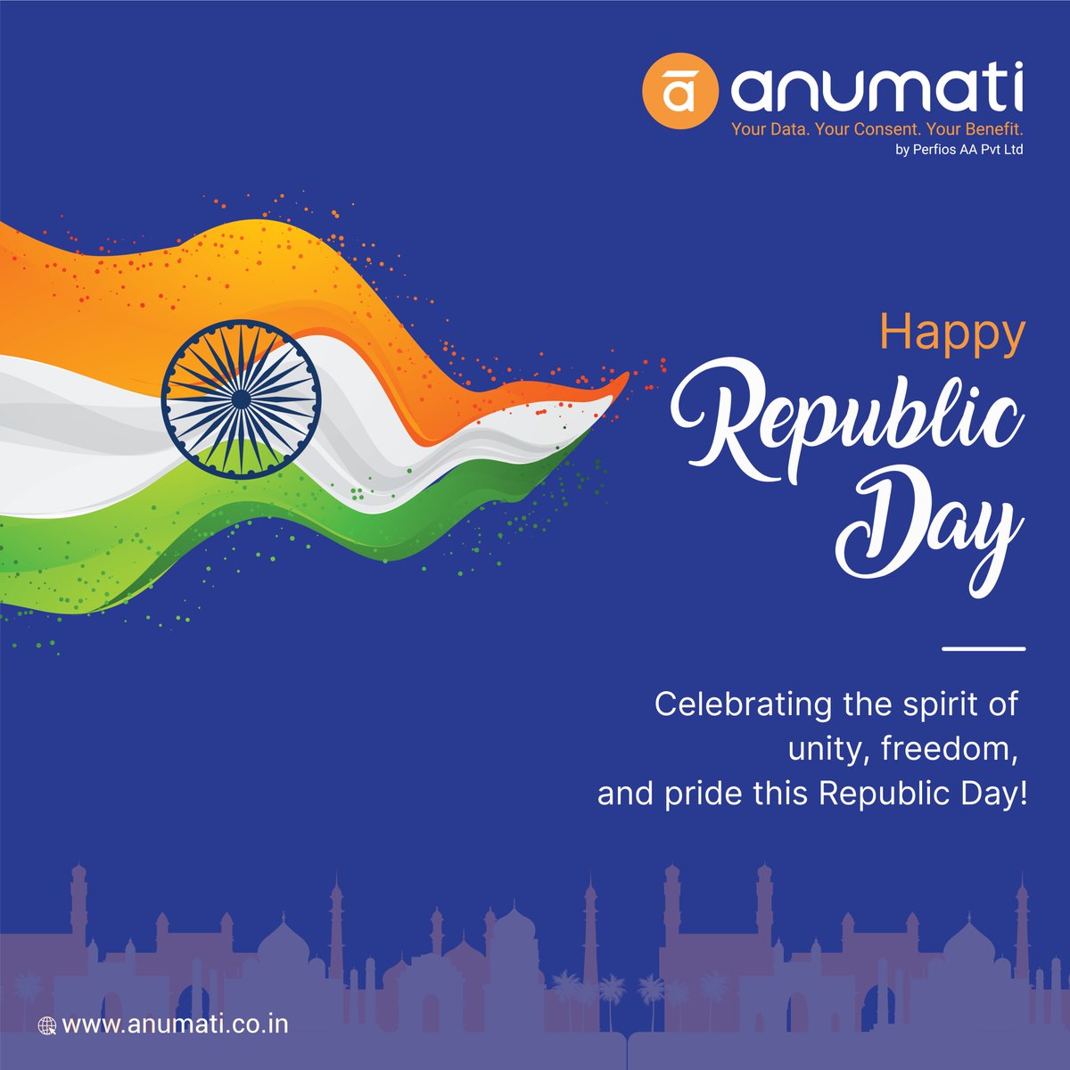 AnumatiForData's tweet image. Happy Republic Day!

#HappyRepublicDay #RepublicDay2025 #DataPrivacy #StaySecure #SafeCelebrations #AccountAggregator #Anumati