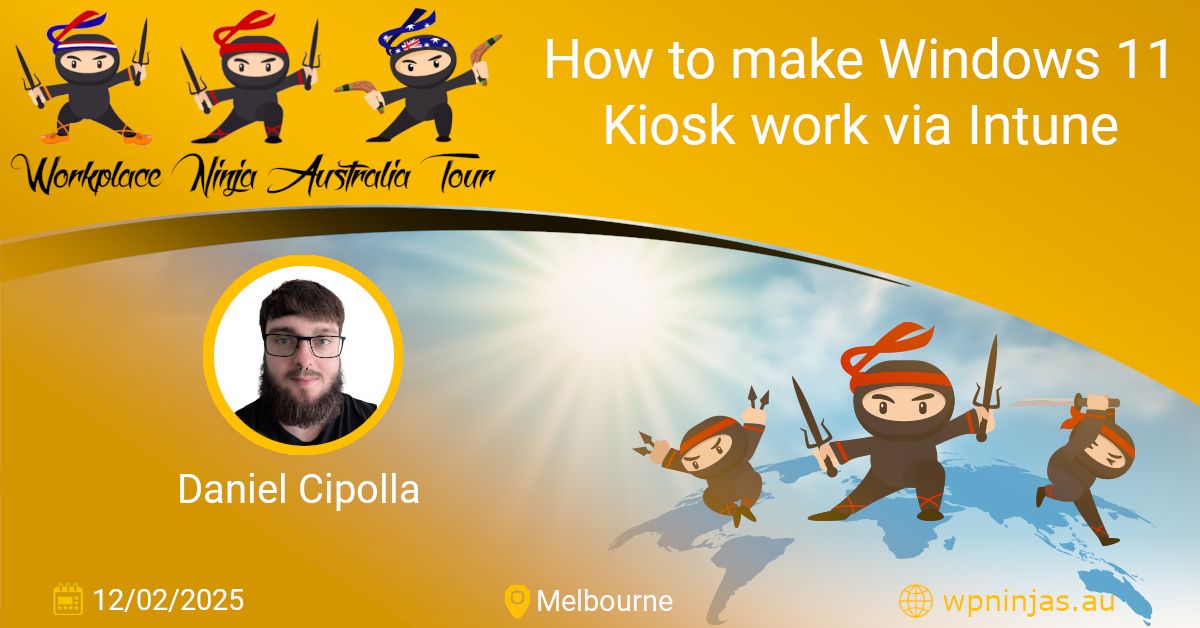 Happy Friday Ninjas, we're happy to announce Daniel Cipolla will be joining us in Melbourne as our local speaker. Less than 20 days to guarantee your ticket and be part of the Workplace Ninja Australia Tour 2025.

Secure your spot here buff.ly/3WoZtdZ