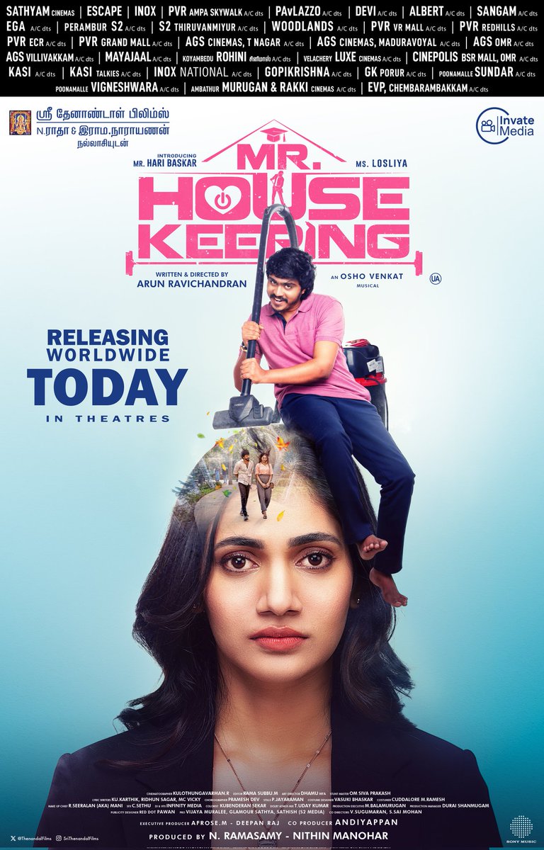 N Vijayamuralee (@vmuralee31) on Twitter photo Watch in theatres near you. #MrHouseKeeping <a href="/ThenandalFilms/">Thenandal Films</a> <a href="/MuraliRamasamy4/">THENANDAL RAMASAMY</a> <a href="/Hemarukmani1/">Hema Rukmani</a> #Haribaskar #losliya #ArunRavichandran Watch in theatres near you. #MrHouseKeeping <a href="/ThenandalFilms/">Thenandal Films</a> <a href="/MuraliRamasamy4/">THENANDAL RAMASAMY</a> <a href="/Hemarukmani1/">Hema Rukmani</a> #Haribaskar #losliya #ArunRavichandran