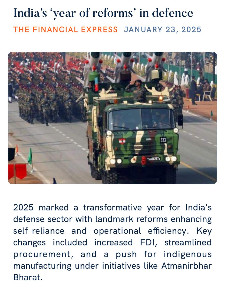 Vishitpatel's tweet photo. India’s ‘year of reforms’ in defence
 https://t.co/15h8dfxSfK

via NaMo App https://t.co/lnscsHDghX