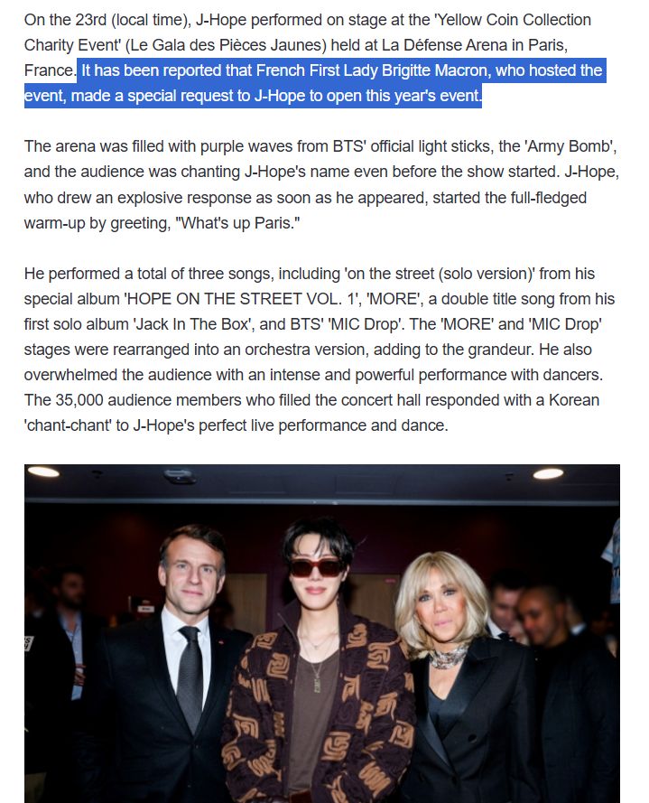 so hobi was invited by the First Lady to open the gala. 

alright.