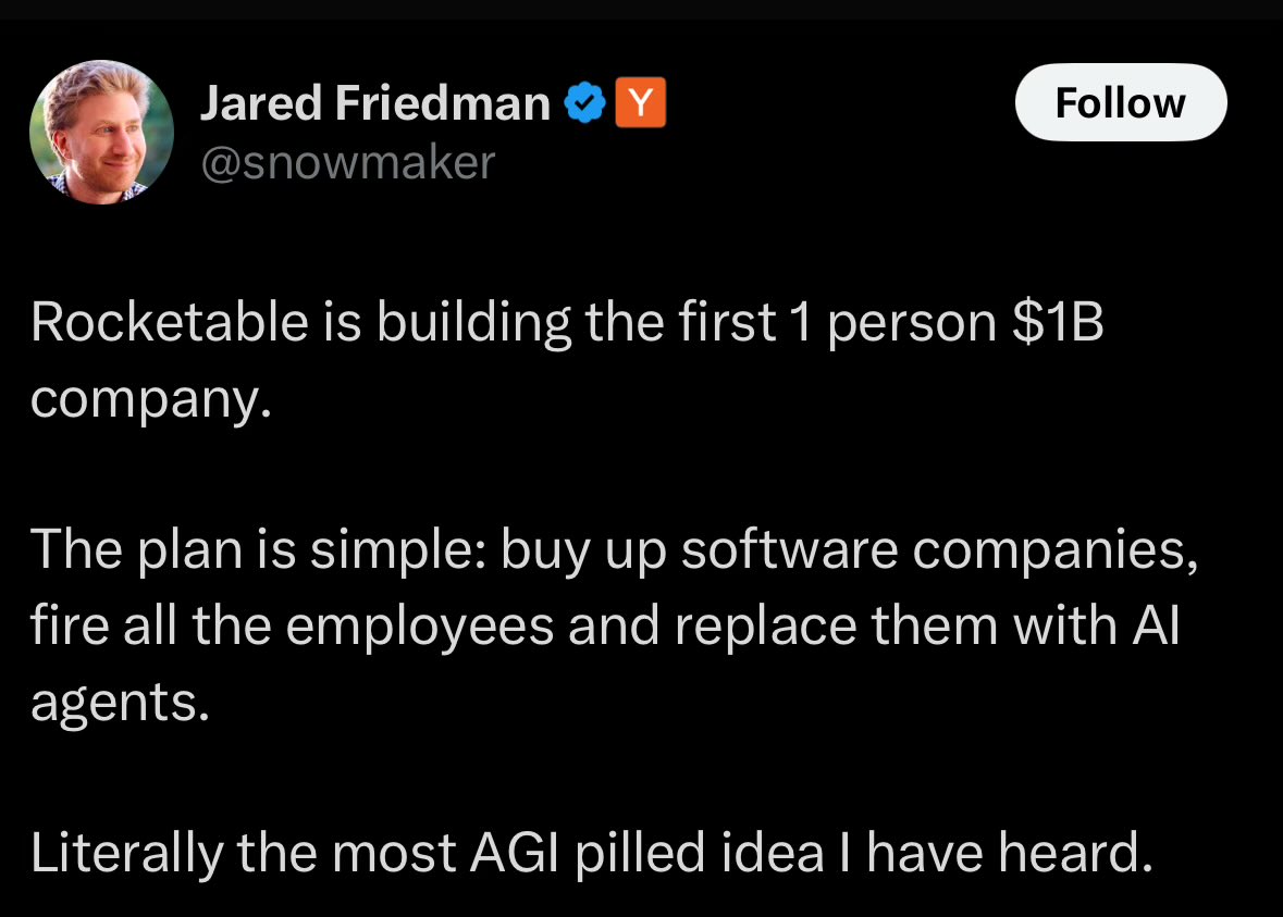 gabe on X: "Pumped to announce that YC is backing my new startup: Rocketable  2. We plan to buy the original Rocketable, fire the founder, and replace  him with an AI agent.