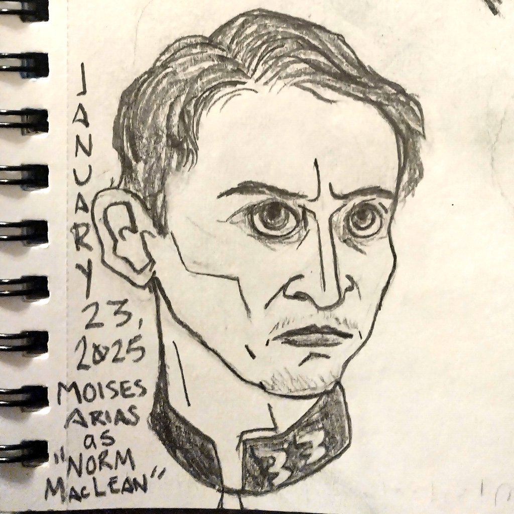 _mtrmtr's tweet image. "lacks enthusiasm" 📝

#moisesarias #normmaclean #fallout #caricature #caricatureresolution2025 @iscacaricatures @caricatureresolution