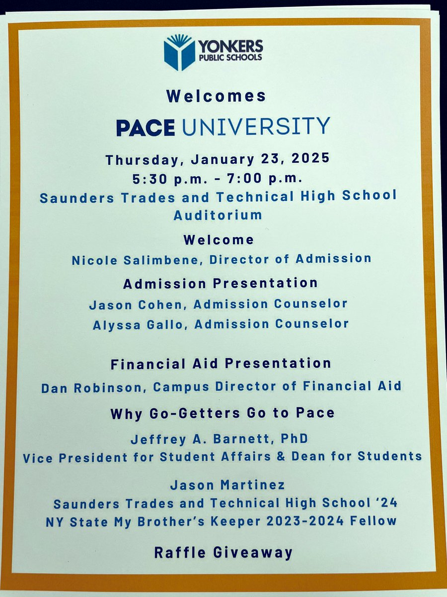 YPS_counseling's tweet image. Building partnerships and a culture of college awareness and readiness, looking for dreamers, goal chasers and go getters!!! @PaceUniversity @YonkersSchools Day! #paceuniversity #fafsa #yonkersmagic @AnibalSolerJr