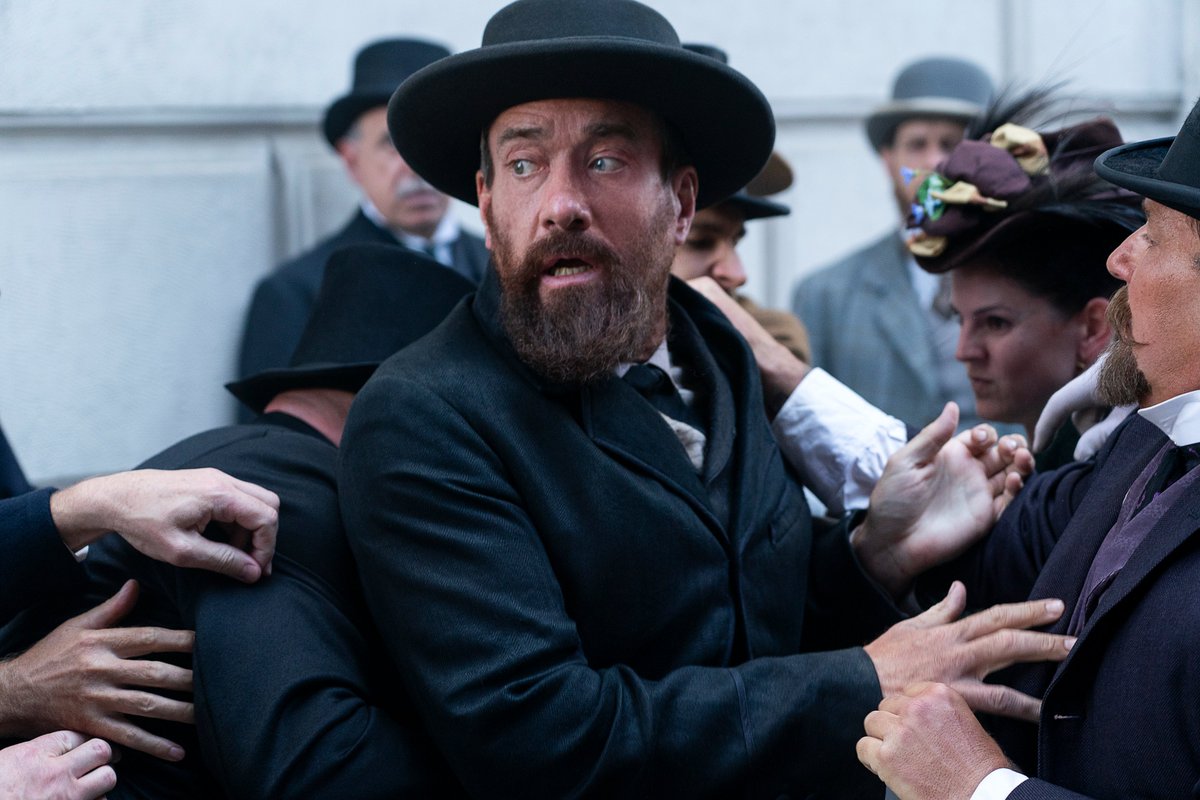 netflix's tweet photo. In Death by Lightning, Michael Shannon plays James Garfield, the 20th president of the United States, and Matthew Macfadyen plays the man who would come to kill him.

Here’s your first look at this epic, stranger than fiction true story also starring Nick Offerman and Betty Gilpin. Created by Mike Makowsky and Executive Produced by David Benioff, D.B. Weiss, and Bernie Caulfield, #NextOnNetflix