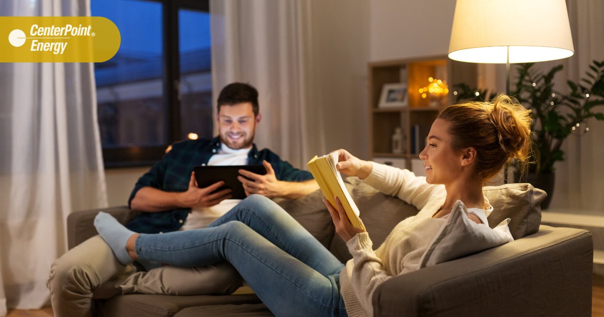 CenterPoint's tweet photo. Brighten up your winter evenings with @ENERGYSTAR certified LED bulbs. They use up to 90% less energy and deliver just the right brightness and color. #LightTheMoment https://t.co/HZygDtUFR0