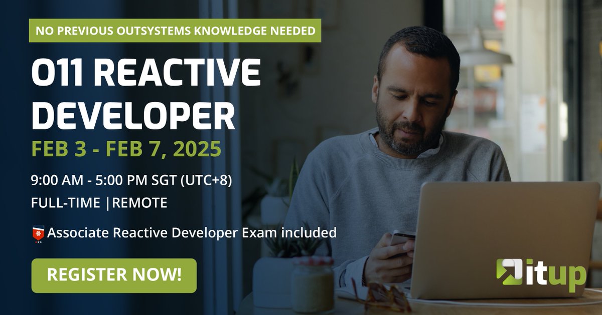 _ITUp_'s tweet image. zurl.co/fRSIM
 🚀O11 Reactive Developer -  Starts on Feb 3!
🕒9:00am - 5:00pm SGT (UTC+8)

#ITUp #WeRampYouUp #OutSystemsPartner #lowcode #softwaredevelopment #upskill #reskill #career #OutSystems