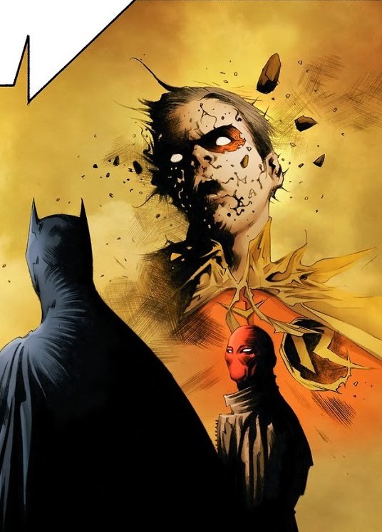 B4TMANSBFF's tweet image. obsessed with this specific part of this panel because bruce is looking right at his son alive and standing right in front of him and all he can see is jason's dead body