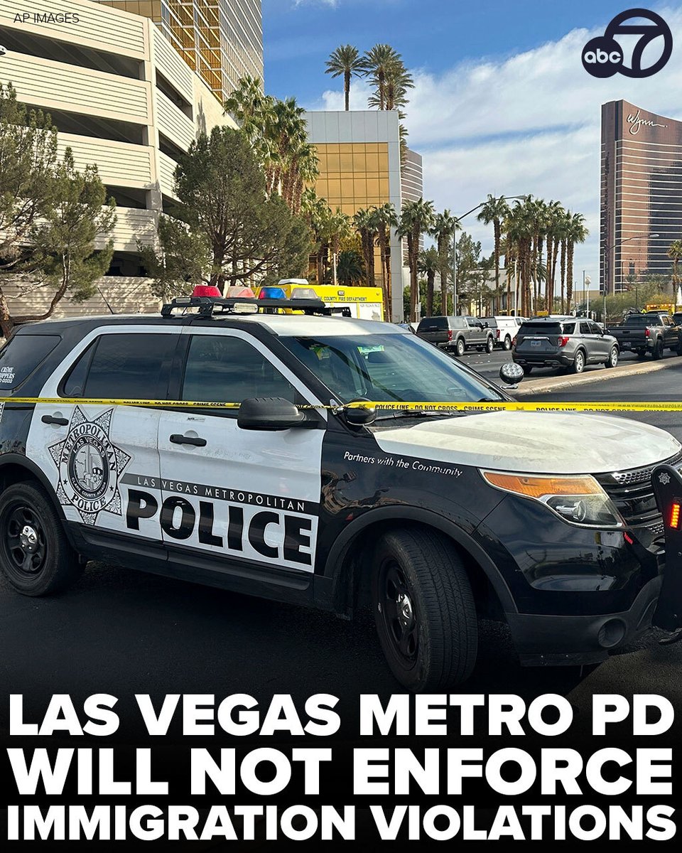 The Las Vegas Metropolitan Police Department will not enforce immigration violations, the department said in a statement.

"Officers will not stop and question, detain, arrest, or place an immigration hold on any individuals on the grounds they are an undocumented immigrant."