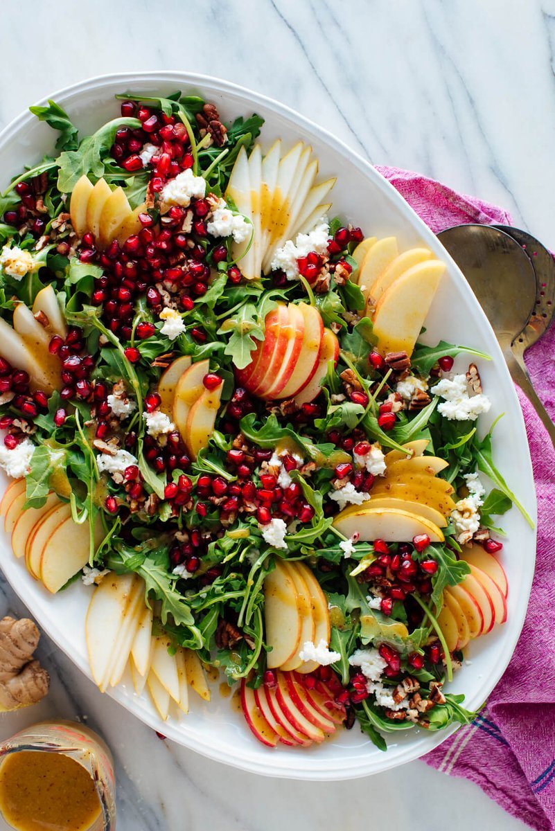 Pomegranate &amp; Pear Green Salad with Ginger Dressing - Cookie and Kate cookieandkate.com/pomegranate-pe…