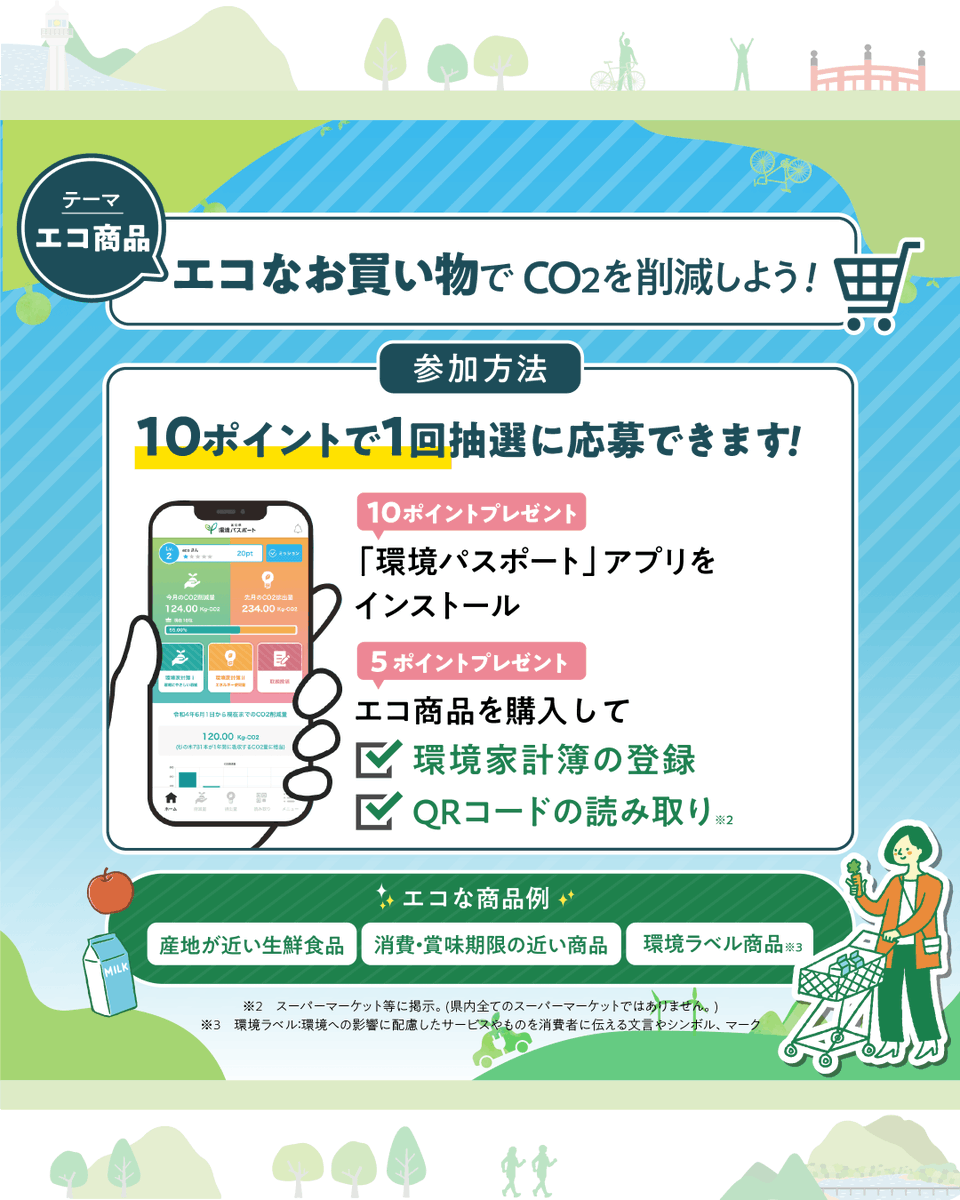 gocool_kochi's tweet photo. 🌱#環境パスポート アプリ化キャンペーン第2弾開催中

テーマは「エコ商品」🛍️
スーパーマーケットでエコなお買い物をしよう♪
抽選で素敵な商品が当たる！

＼応募は1月31日まで！／
https://t.co/O4plrednlC

#高知県 #SDGs #カーボンニュートラル #こっから https://t.co/3PcZccqNTA