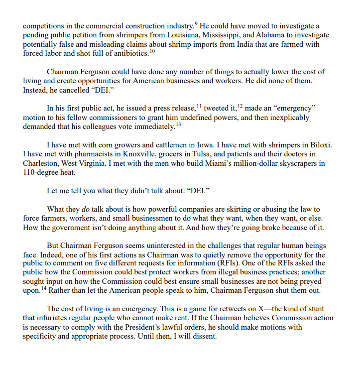 President Trump ordered government agencies to give Americans emergency relief on prices. 

FTC can do that. Our new Chairman, Andrew Ferguson, could have done that. 

He didn't. 

Instead, he put on a show about "DEI."
