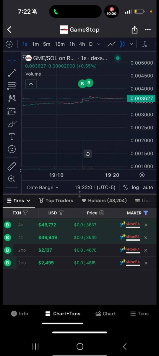 $100k buy came in on $GME on Solana!!  🚀