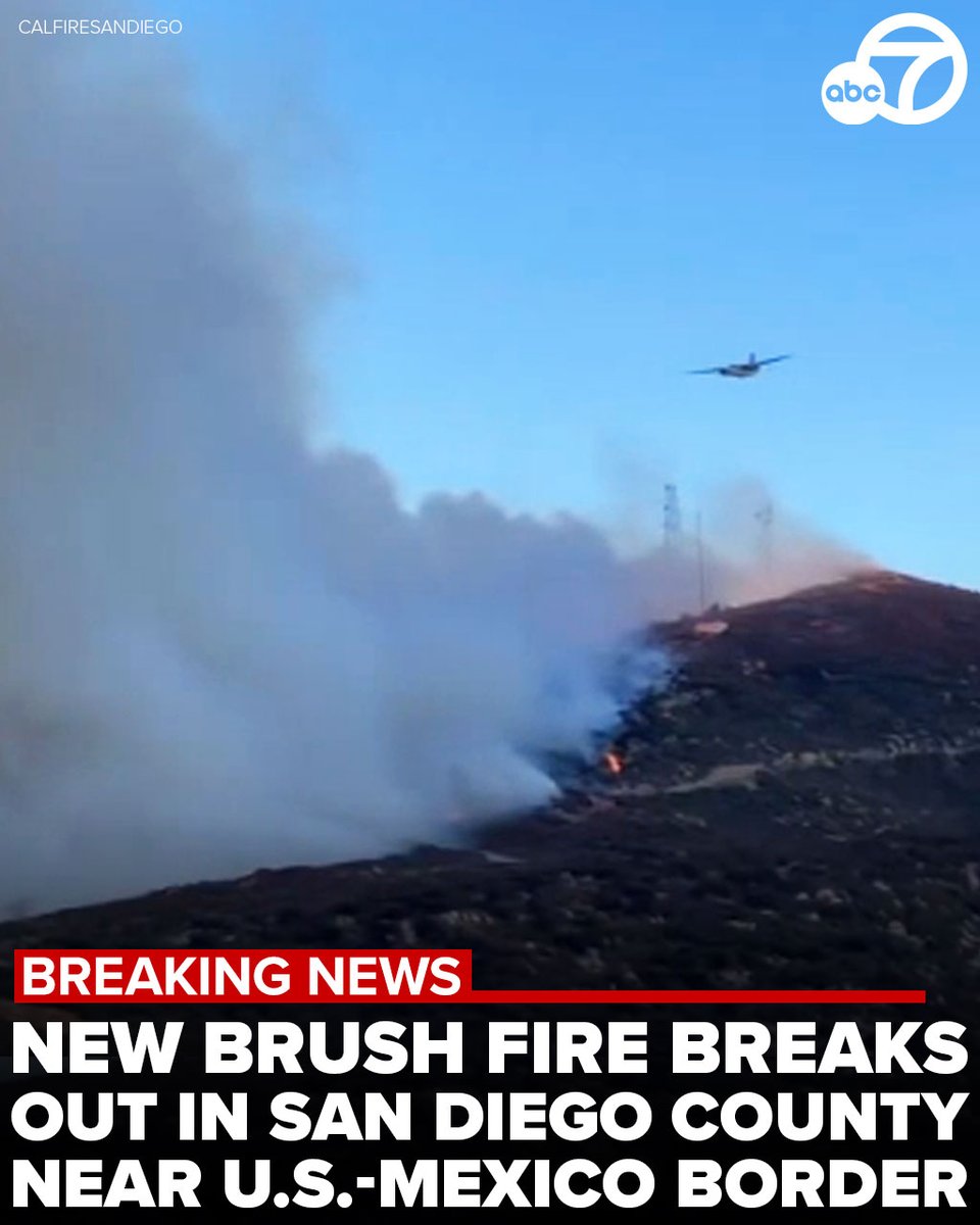 #BREAKINGNEWS: Firefighters are battling a vegetation fire that broke out in San Diego County Thursday near the U.S.-Mexico border. abc7.la/40saSLu