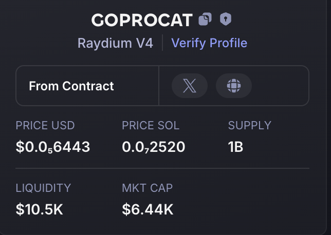 Cryptoiz_Real's tweet photo. During his interview with @notthreadguy @a1lon9 proposed an idea for a memecoin #GoProCAT lmao
it launched/dumped hard. here it is at $6.44K MC
PumpFun meta is running, hope this will get some eyes.
$ALON $123 #123 #pumpfun
6amNKQFtBNe2ZSuYknJeiEKtLVnkucJaWKRWPhAmpump https://t.co/XR2BpBC0Ru