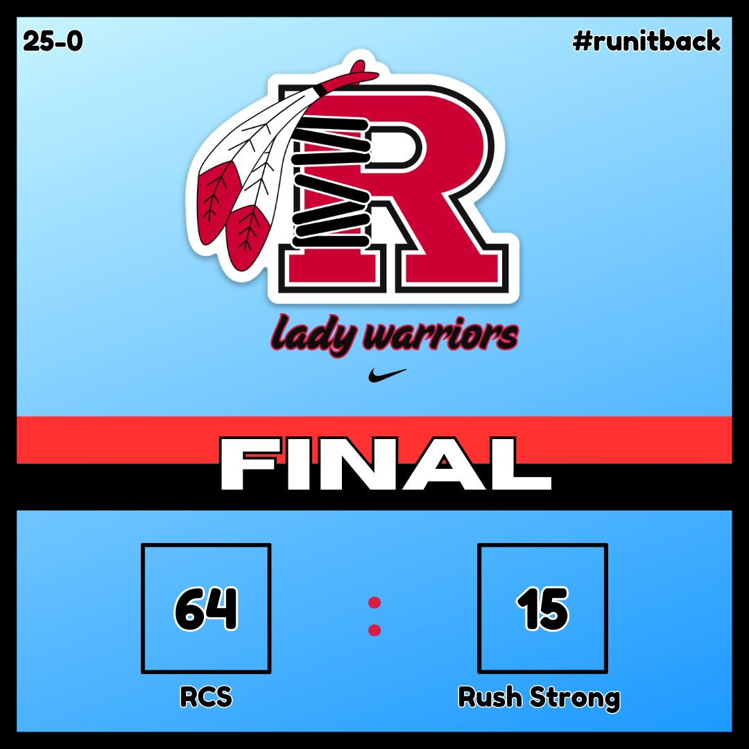 The Lady Warriors end the regular season 25-0 with a win over Rush Strong. #runitback