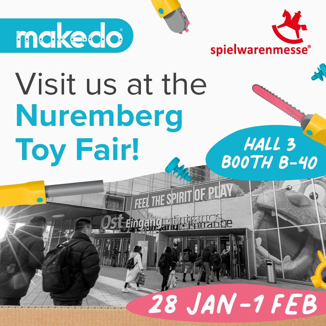 Makedo (@makedo) on Twitter photo The Nuremberg Toy Fair is fast approaching and we are delighted to share that the Makedo team will be in attendance!
Meet us booth B-40 in Hall 3 or contact us at sales@make.do if you’d like to arrange a time with our team!
#NurembergToyFair #ToyFair #spielwarenmesse The Nuremberg Toy Fair is fast approaching and we are delighted to share that the Makedo team will be in attendance!
Meet us booth B-40 in Hall 3 or contact us at sales@make.do if you’d like to arrange a time with our team!
#NurembergToyFair #ToyFair #spielwarenmesse