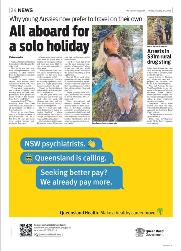 Mark Speakman (@markspeakman) on Twitter photo The NSW mental health system is in crisis under the Minns Labor Government.
But for Queensland, “never let a crisis go to waste” as they now start to poach our state’s staff psychiatrists - with ads in today’s <a href="/smh/">The Sydney Morning Herald</a> and <a href="/dailytelegraph/">The Daily Telegraph</a> The NSW mental health system is in crisis under the Minns Labor Government.
But for Queensland, “never let a crisis go to waste” as they now start to poach our state’s staff psychiatrists - with ads in today’s <a href="/smh/">The Sydney Morning Herald</a> and <a href="/dailytelegraph/">The Daily Telegraph</a>