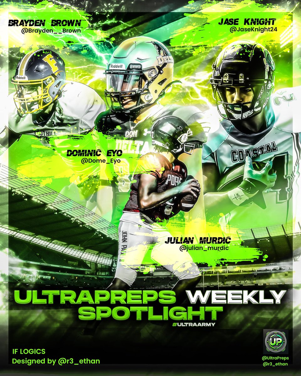 🧪 The <a href="/UltraPreps/">UltraPreps</a> weekly spotlight athletes have been selected! 

These athletes were nominated based on the work they are putting into the #UltraArmy community and their dedication to getting better on the field every day. 

BLOW THEM UP WITH SUPPORT!

<a href="/Dom_Eyo/">Domonic Eyo Top 25 JUCO WR 2025</a> <a href="/Brayden__Brown/">Brayden Brown</a>