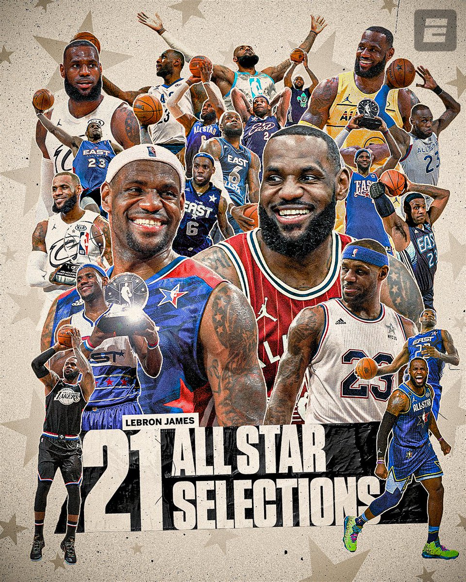 22nd season. 21st All-Star appearance 😳

LeBron will be the first player at age 40 or older to start an All-Star Game in NBA history 👑