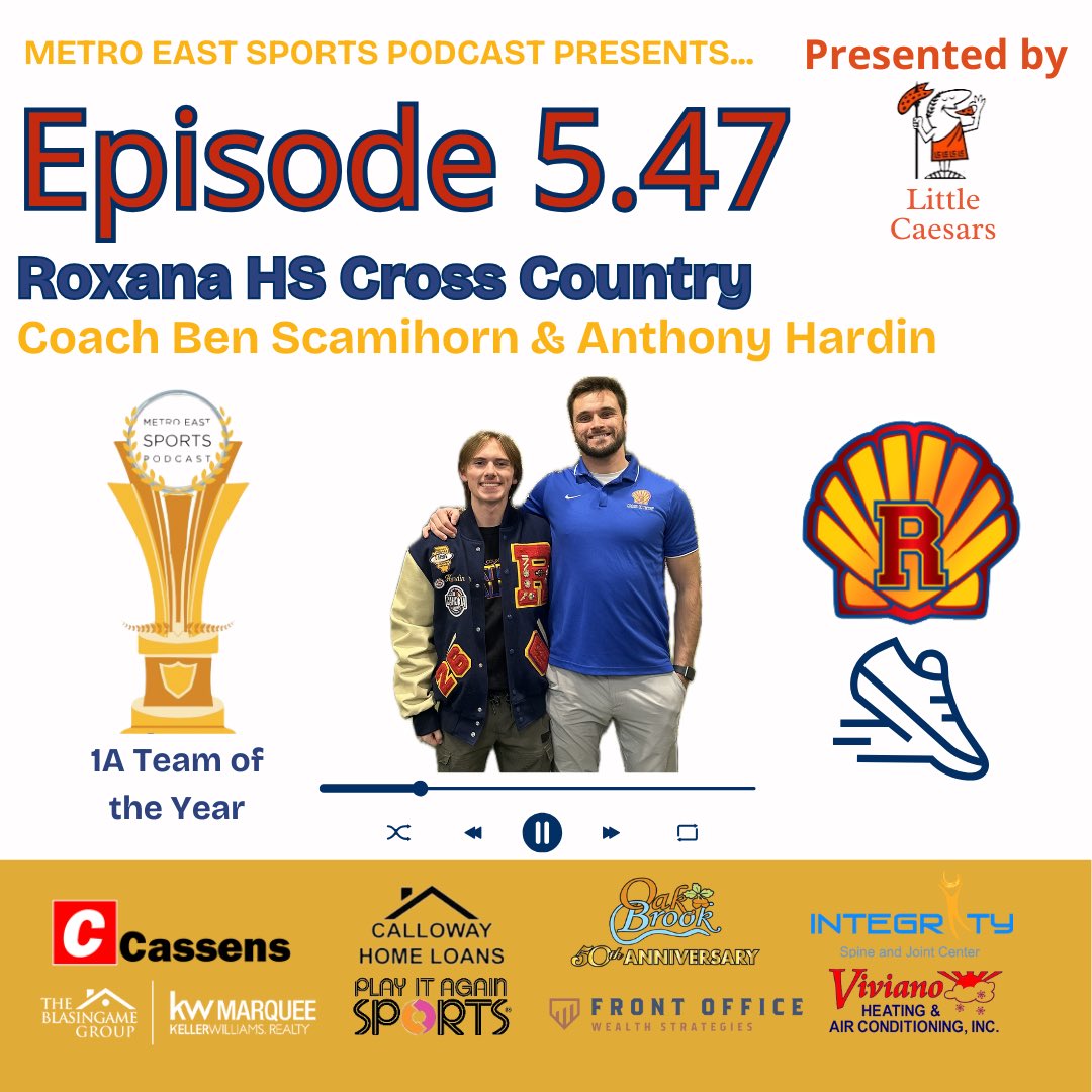 Metro East Sports Podcast (@podcastmetro) on Twitter photo Congrats to Roxana Cross Country for winning MESPY 1A Team of the Year๐๐
Coach Ben Scamihorn and Anthony Hardin join the studio to talk about their past season and what it will take to continue the success! Tune in now!
<a href="/RoxanaAthletics/">Shell Nation</a>
<a href="/shells_xc/">Roxana Cross Country</a> Congrats to Roxana Cross Country for winning MESPY 1A Team of the Year๐๐
Coach Ben Scamihorn and Anthony Hardin join the studio to talk about their past season and what it will take to continue the success! Tune in now!
<a href="/RoxanaAthletics/">Shell Nation</a>
<a href="/shells_xc/">Roxana Cross Country</a>