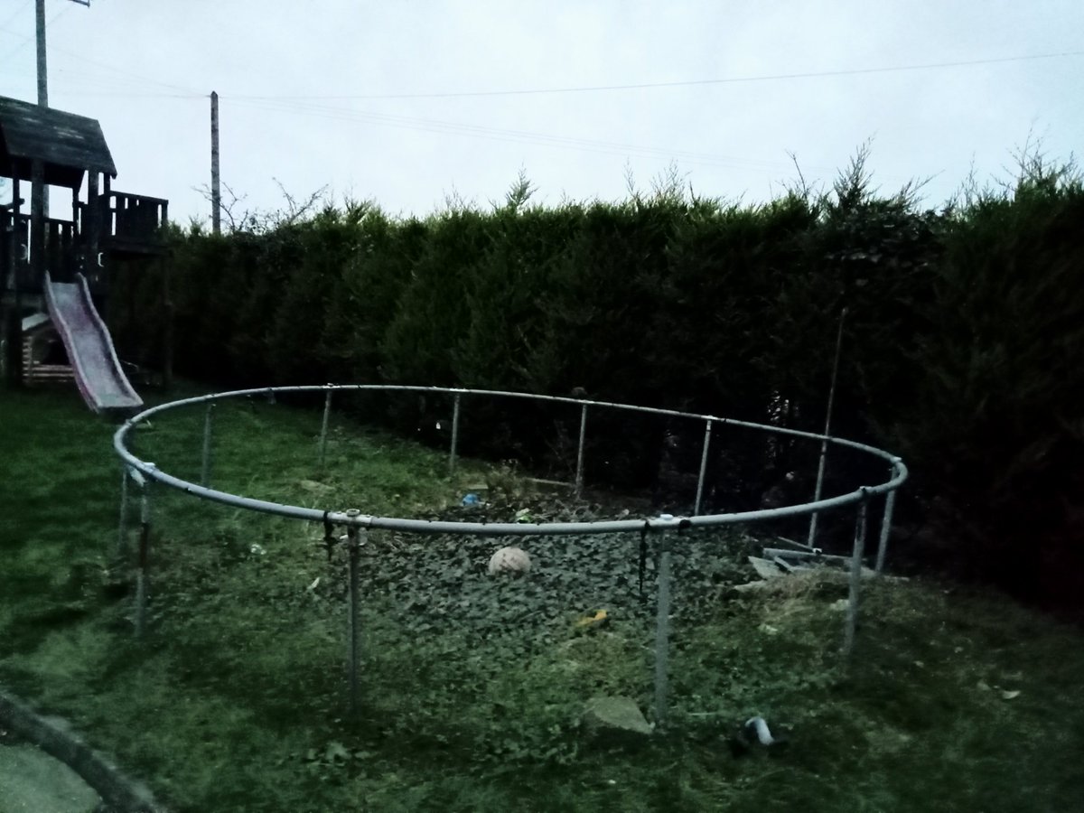 The trampoline that served us well 
Took it down so it doesn't go to Hell 
#StormÉowyn