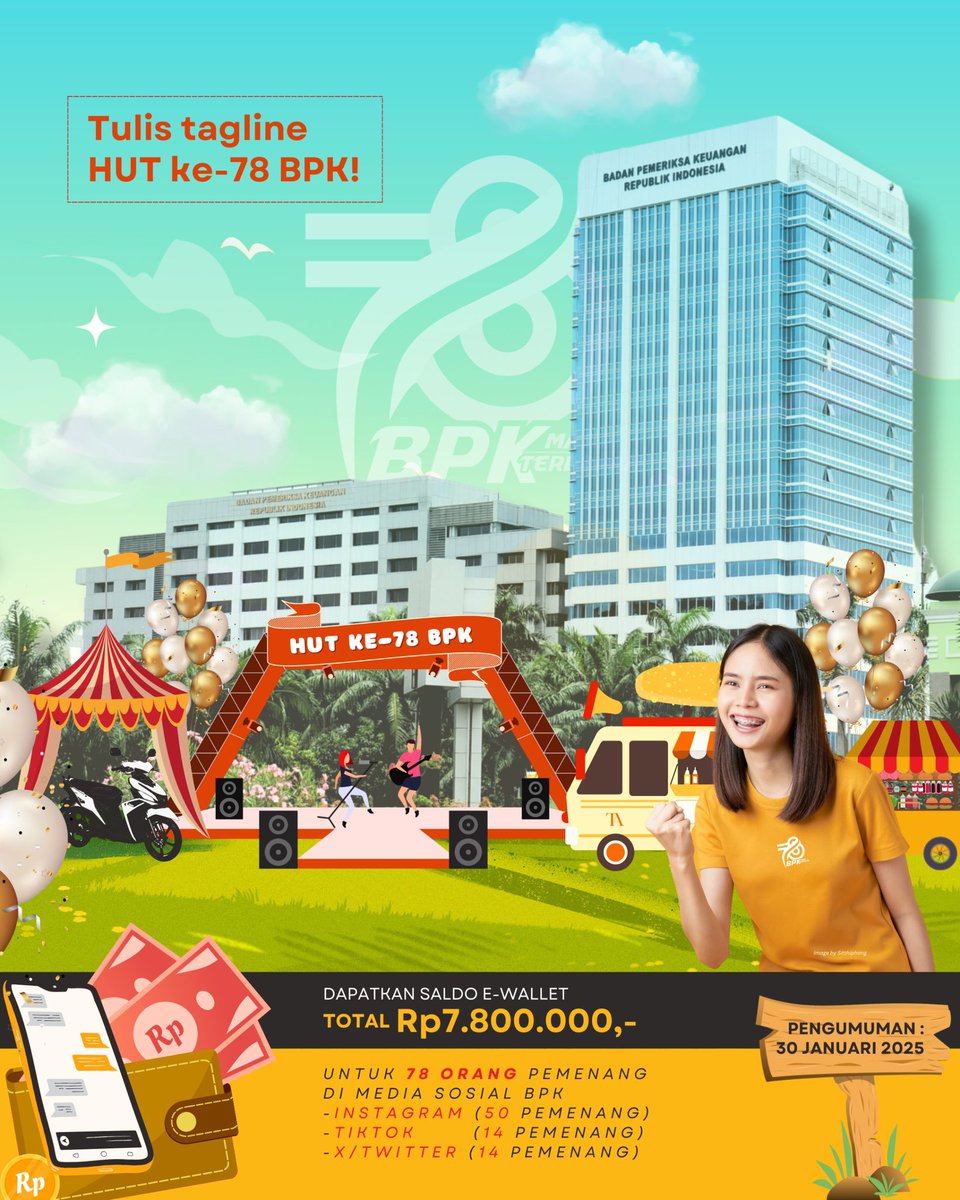 Halo #BPKawan
KuisBPKamis datang lagi lho! Yuk ikutan, dan cek persyaratannya ya.

#bpkri #manfaathasilpemeriksaanbpk #bpkkawalkeuangannegara #kuisbpkamis #hutke78bpk