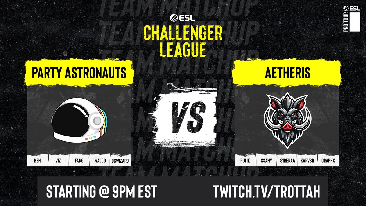 Trottah (@trottahcs) on Twitter photo Streaming ECL NA tonight!!!😄
<a href="/Partynauts_GG/">Party Astronauts 👨🚀🚀</a> vs #Aetheris
📺Stream: Twitch.tv/Trottah
🎙️Caster: <a href="/TrottahCS/">Trottah ⏩️ THE BEACH</a> Streaming ECL NA tonight!!!😄
<a href="/Partynauts_GG/">Party Astronauts 👨🚀🚀</a> vs #Aetheris
📺Stream: Twitch.tv/Trottah
🎙️Caster: <a href="/TrottahCS/">Trottah ⏩️ THE BEACH</a>