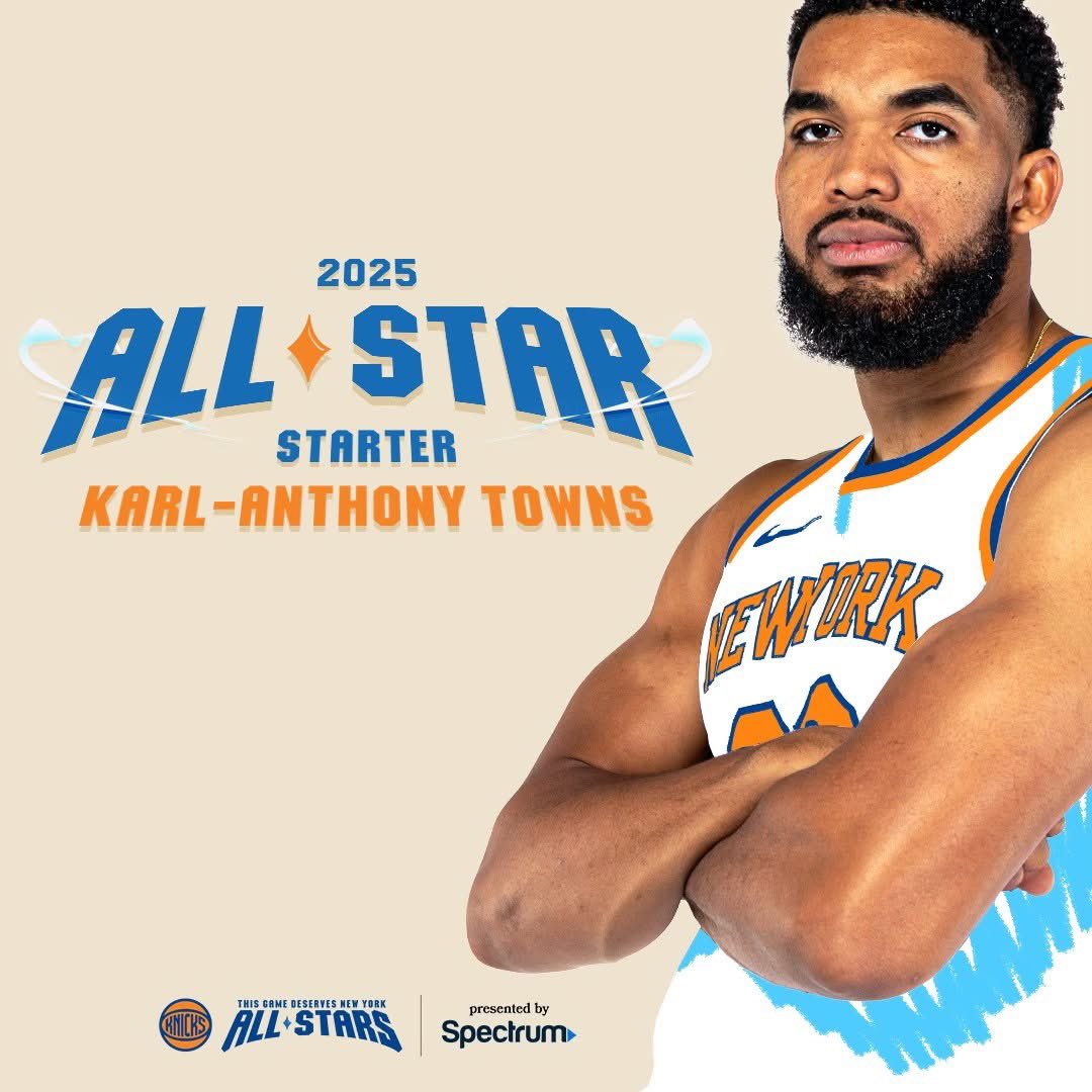 DJTJSmooth's tweet photo. Our Co-MVPs are ALL STAR STARTERS!!!! Let’s Go! Congrats @jalenbrunson1 &amp; @KarlTowns 

#GoNYGoNYGo @nyknicks #nba #NBAAllStar 🏀🔵🟠🔵🟠 https://t.co/3EDHMYqnp6