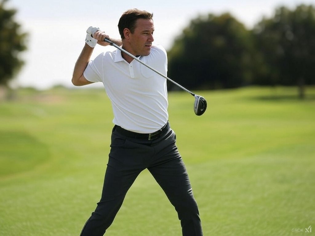 aussiek's tweet image. I asked Grok which is X ai bot. To show me a picture of a perfect golf swing.  😂