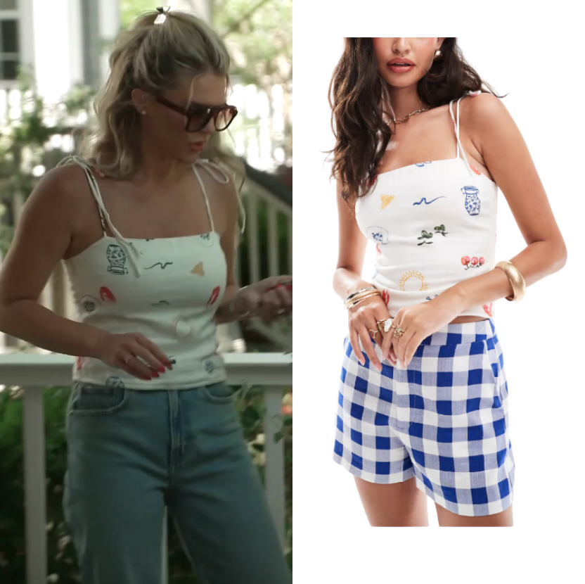 BigBlondeHair's tweet photo. Tank Time // Get Details on Madison LeCroy's White Printed Tie Strap Tank Here: https://t.co/wozdVZCZoO #SouthernCharm #MadisonLeCroy https://t.co/vIXo0jbSFD