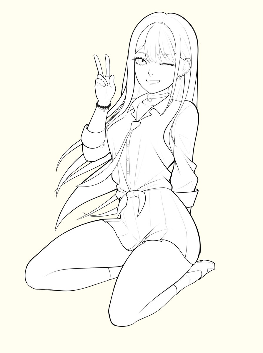 Forgot to upload the lineart! Marin Kitagawa of My Dress Up Darling