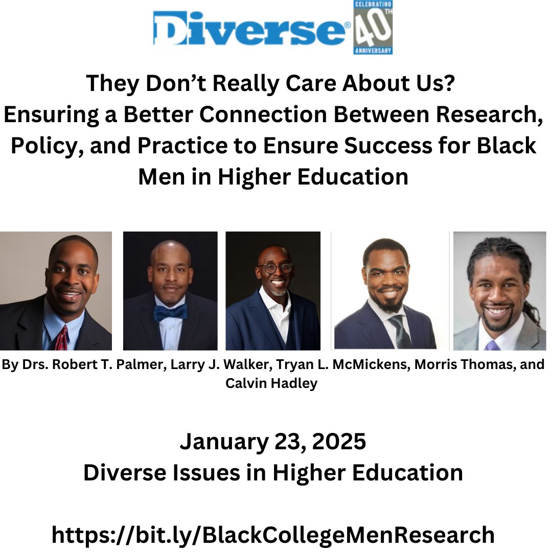Dr. Tryan L. McMickens, Assoc. Prof. and Coordinator of NCCU Higher Education Administration Program, has co-authored an op-ed article on the experiences of Black men in college published today in Diverse: Issues In Higher Education

bit.ly/BlackCollegeMe…