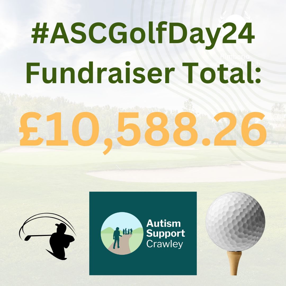 AutismSCrawley's tweet image. We are so VERY proud to announce that our fundraiser total for #ASCGolfDay24 is £10,588.26 Such a phenomenal achievement &amp;amp; the 1st time we’ve crossed the £10k milestone. Massive thanks to all of our golfers, sponsors, donators, volunteers &amp;amp; YOU!!
#Carer #Support