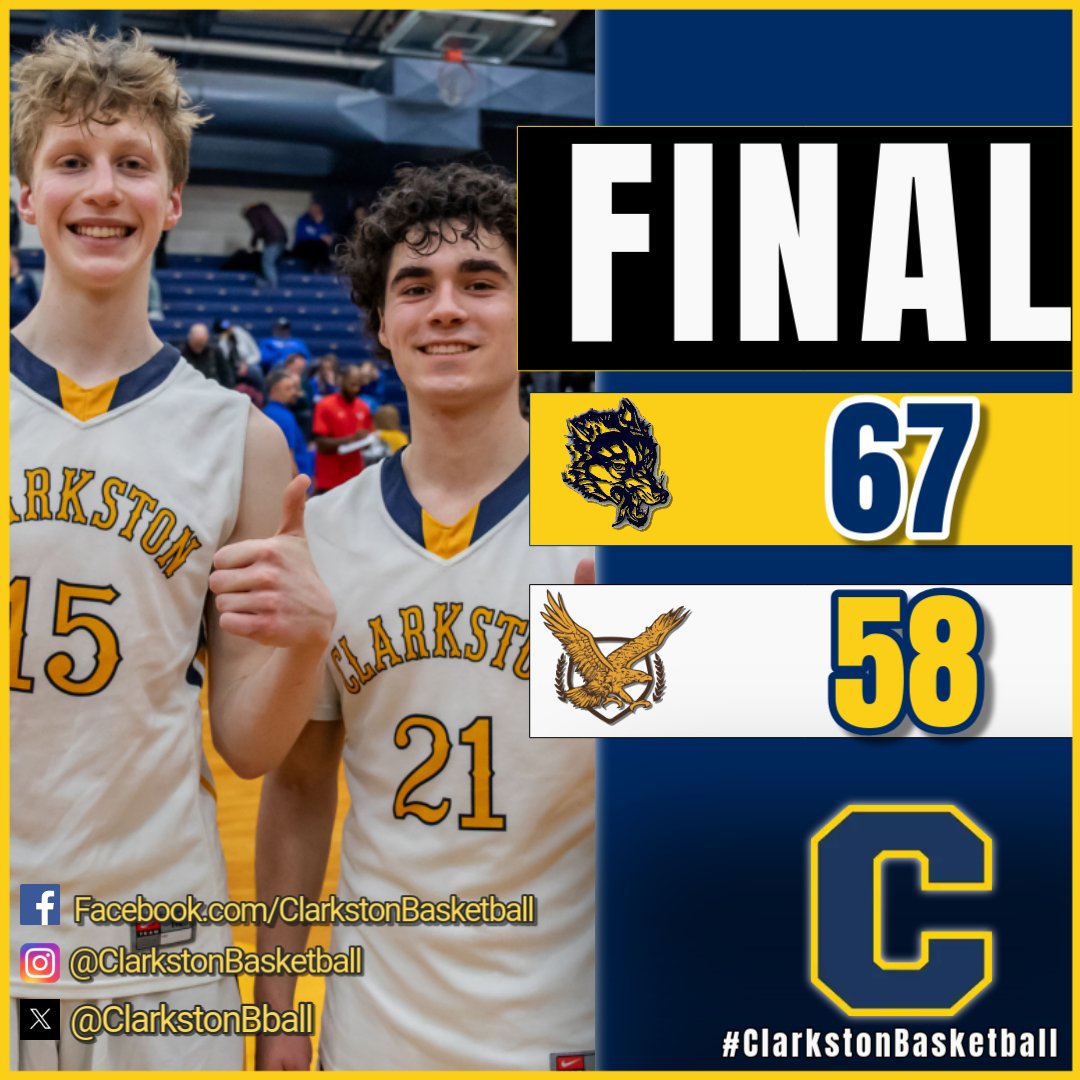 Varsity Basketball: #ClarkstonBasketball (67) Ferndale (58) Final Wolves Win!!