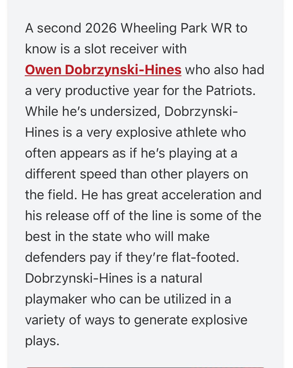 owendhines's tweet image. Thank you @PrepRedzoneWV for the write up! I really appreciate all the good things you had to say about me! Looking forward to next season!
